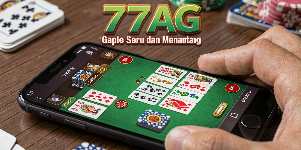 Tampilan utama gameplay Gaple di 77AG yang seru dan menarik.