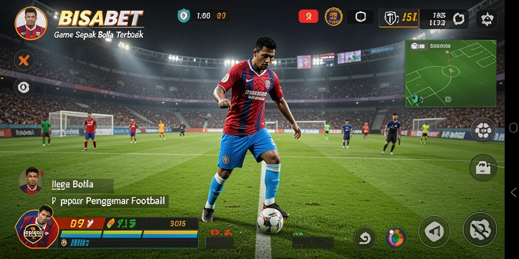 Menampilkan gameplay seru dari pertandingan sepak bola di BISABET.