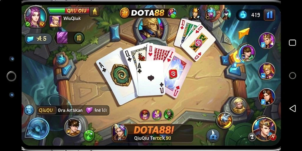 Tampilan seru dari gameplay QiuQiu di DOTA88.