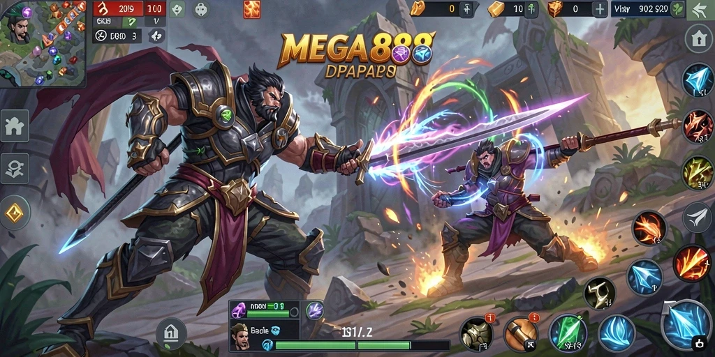 Gameplay seru MOBA dengan karakter yang beragam.