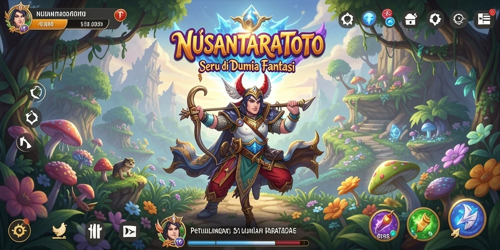 Tangkapan layar utama NUSANTARATOTO menampilkan pertarungan seru di dunia fantasi.