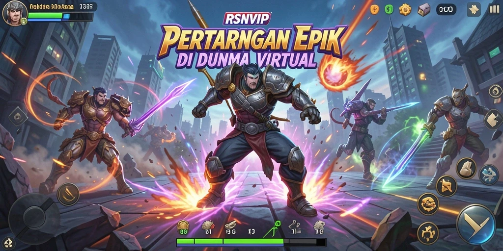 Screenshot gameplay RSNVIP yang menampilkan pertarungan seru di arena.