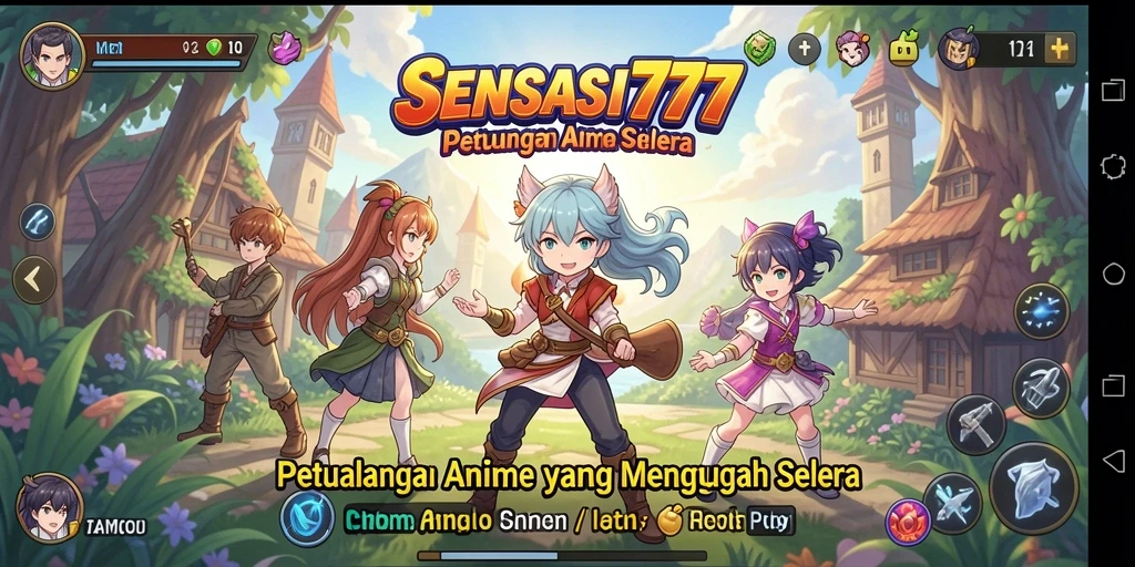 Screenshot gameplay SENSASI777 yang menunjukkan karakter Anime aksi.