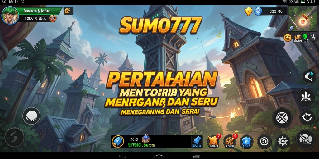 Screenshot utama SUMO777 menampilkan aksi gameplay Tower Defense yang seru.